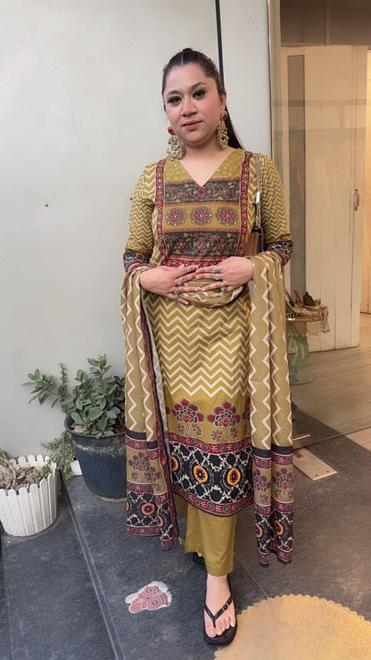 Samber lime Digital print Designer Cotton Suit