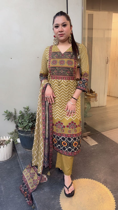 Samber lime Digital print Designer Cotton Suit