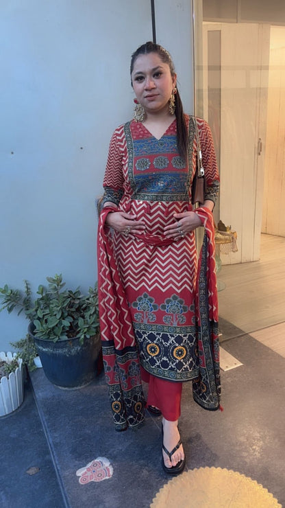 Samber Rust Digital print Designer Cotton Suit