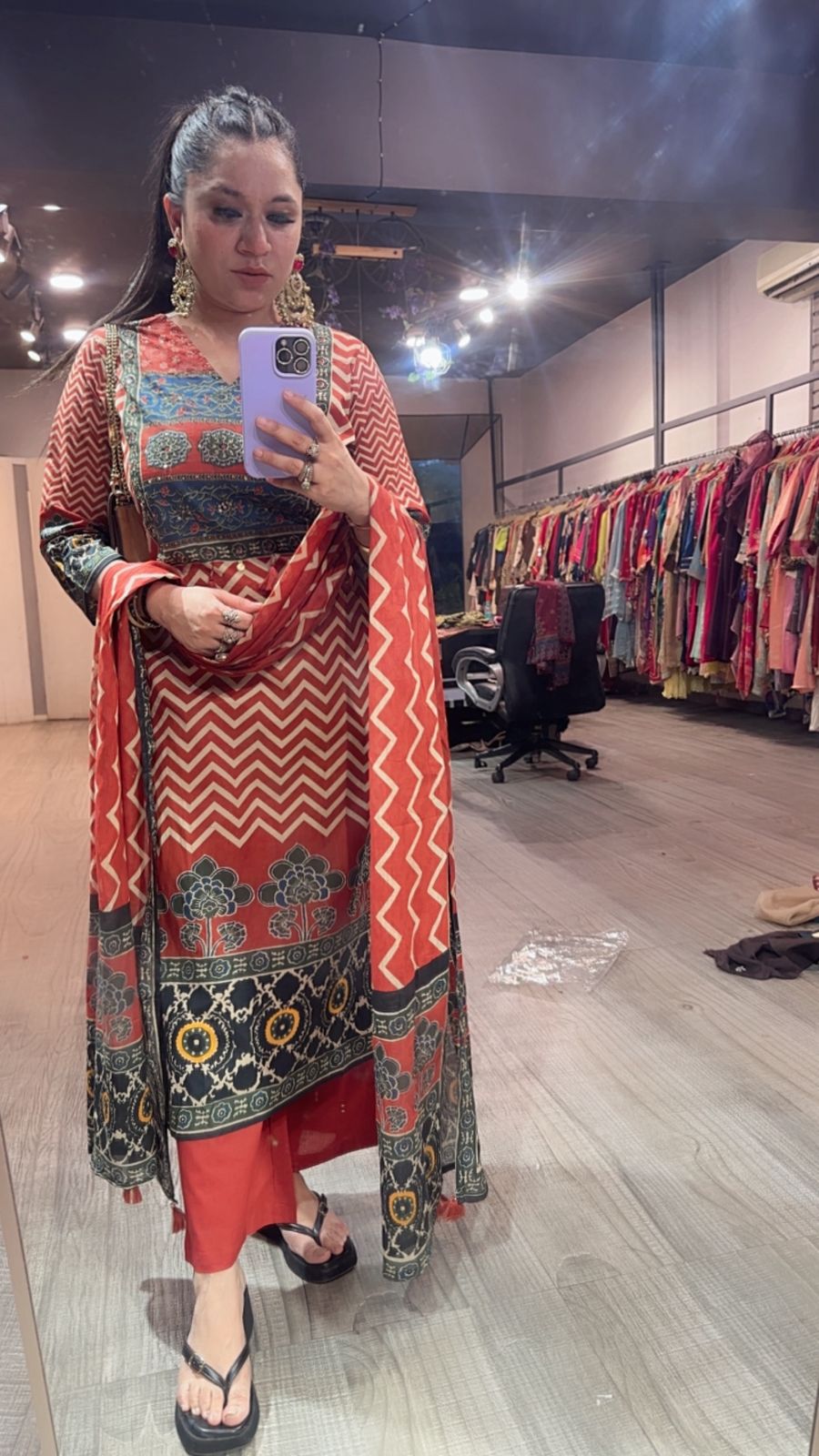Samber Rust Digital print Designer Cotton Suit