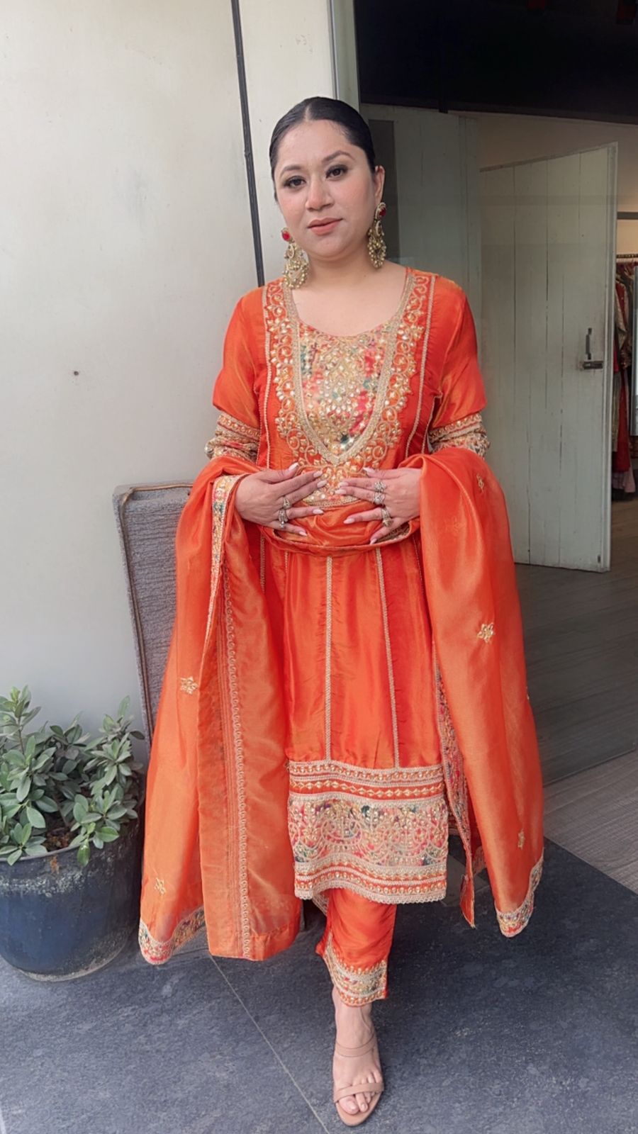 Kyra Rust Orange Anarkali Designer Suit