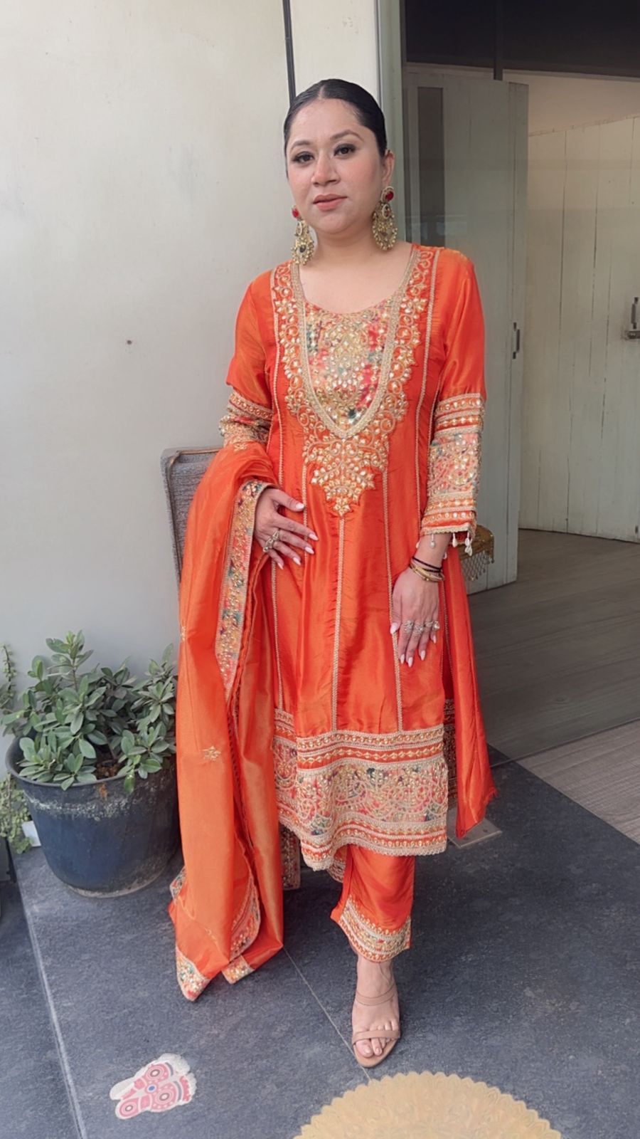 Kyra Rust Orange Anarkali Designer Suit