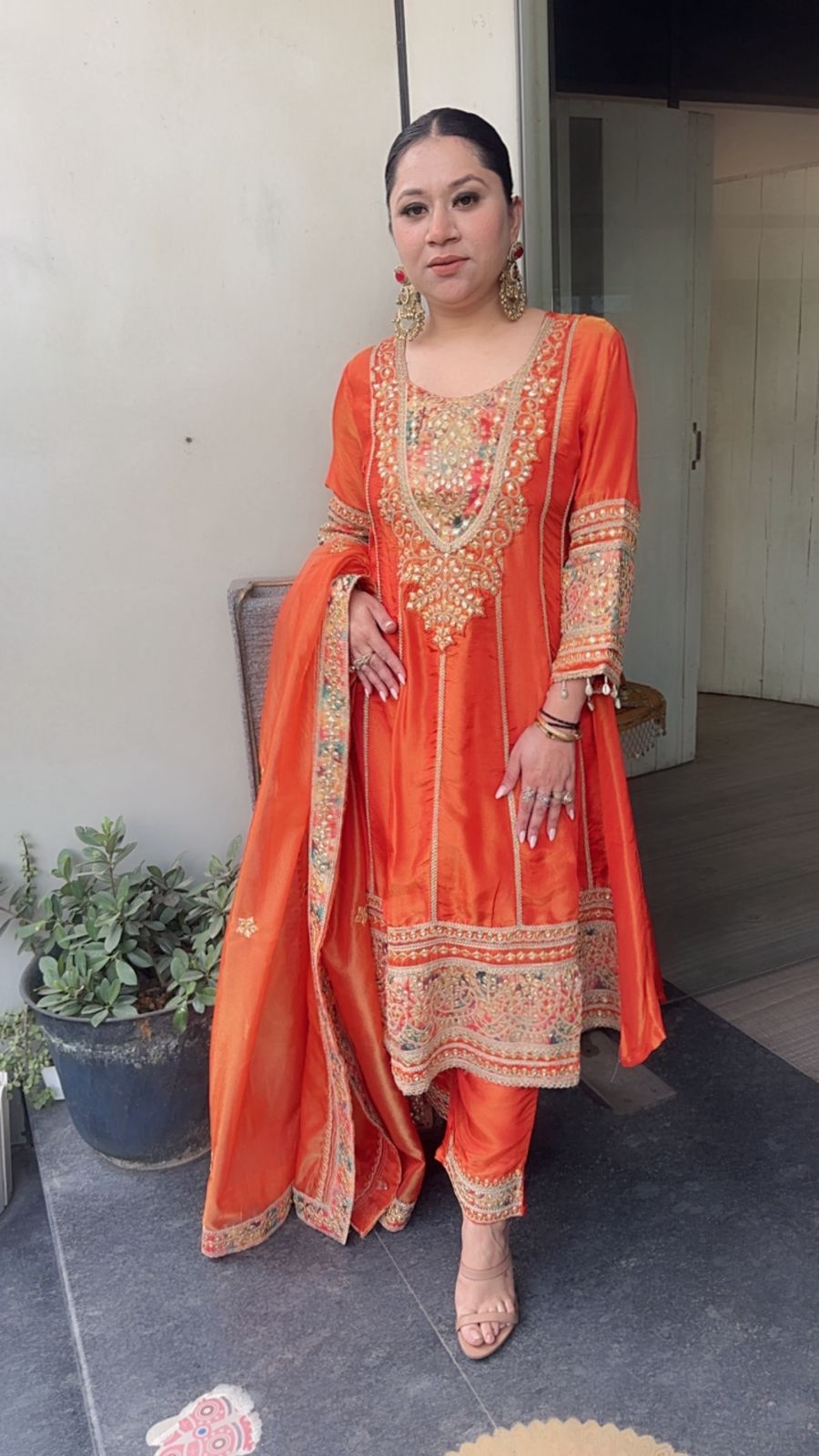 Kyra Rust Orange Anarkali Designer Suit