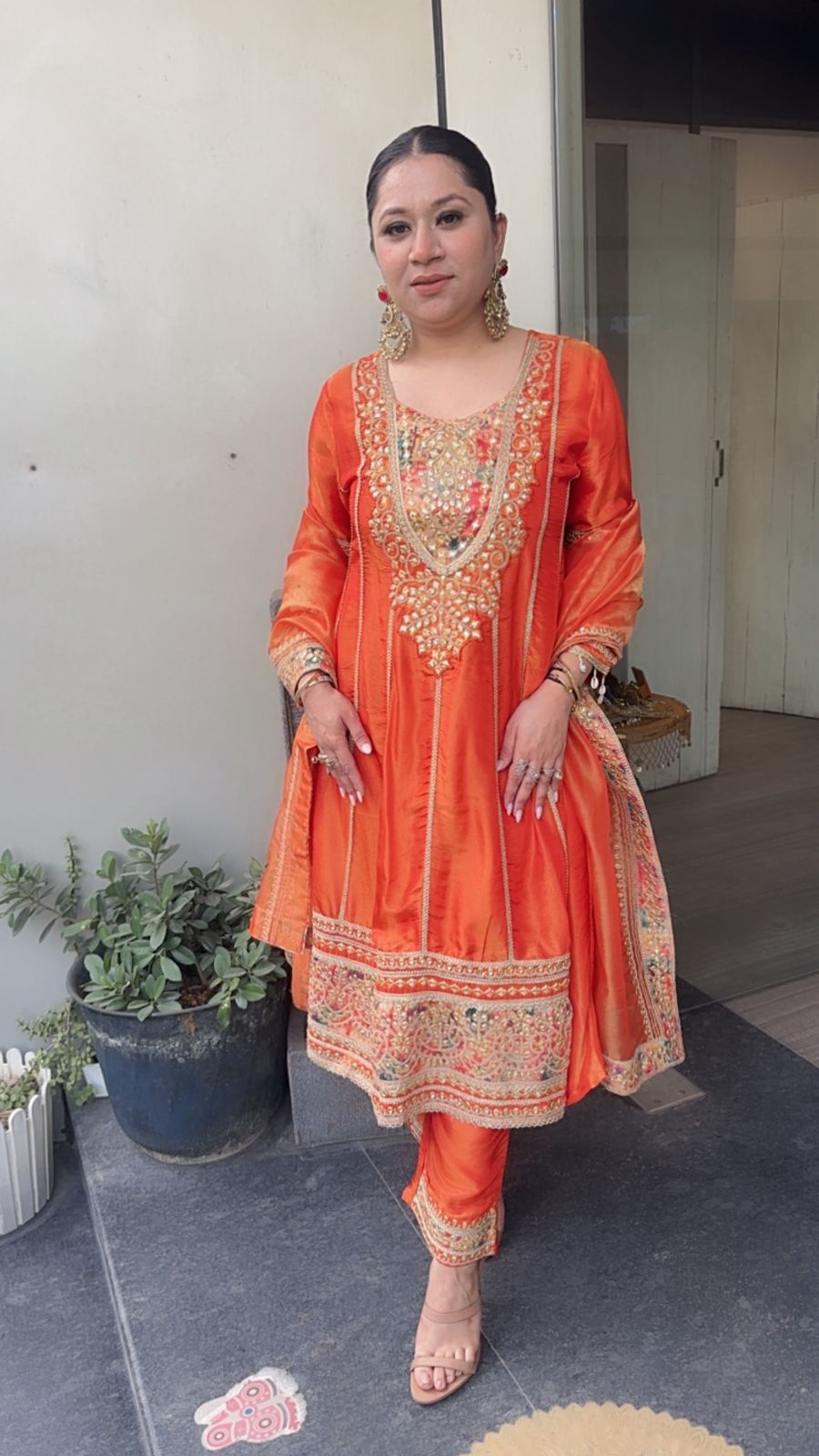 Kyra Rust Orange Anarkali Designer Suit