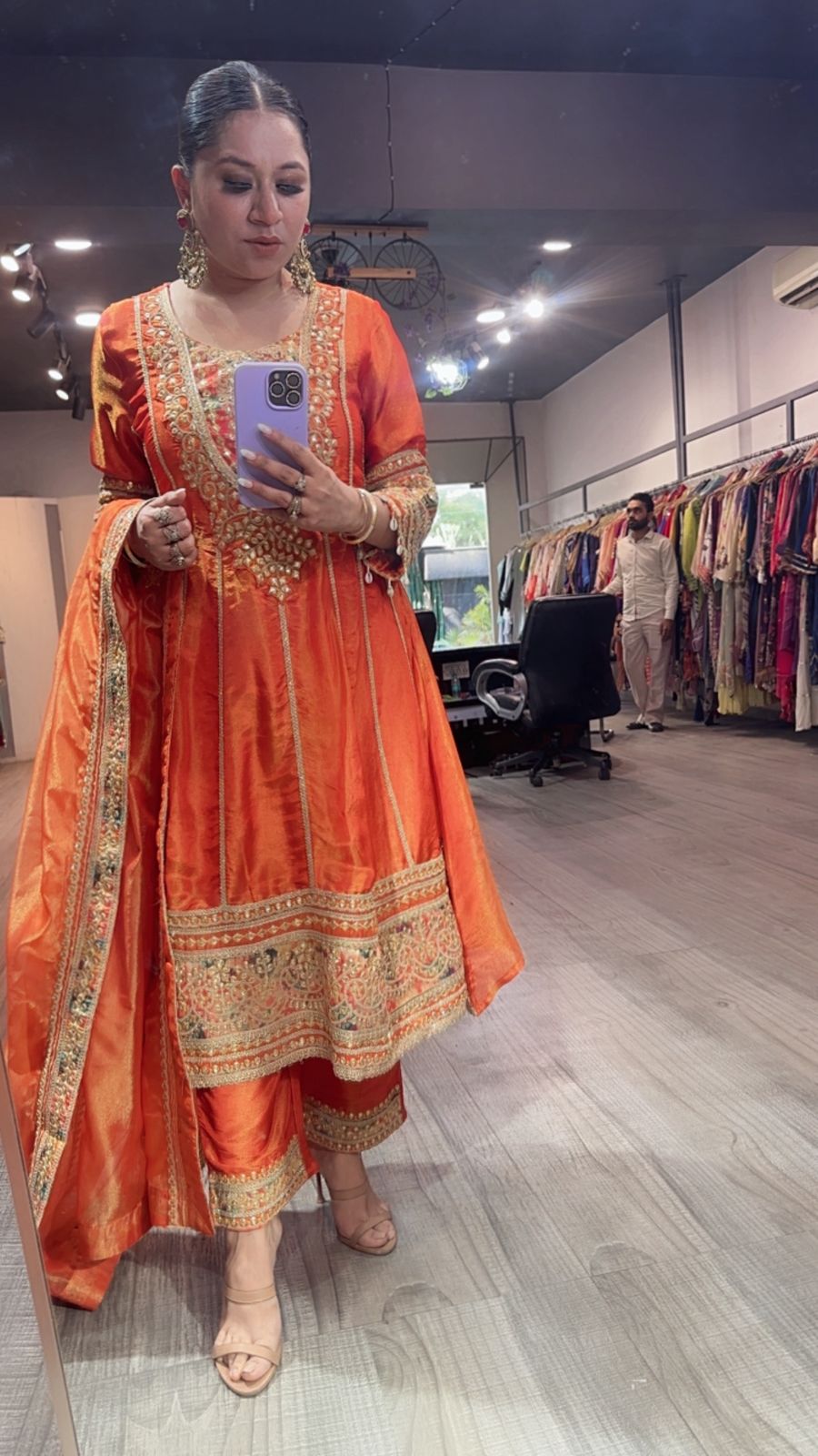 Kyra Rust Orange Anarkali Designer Suit