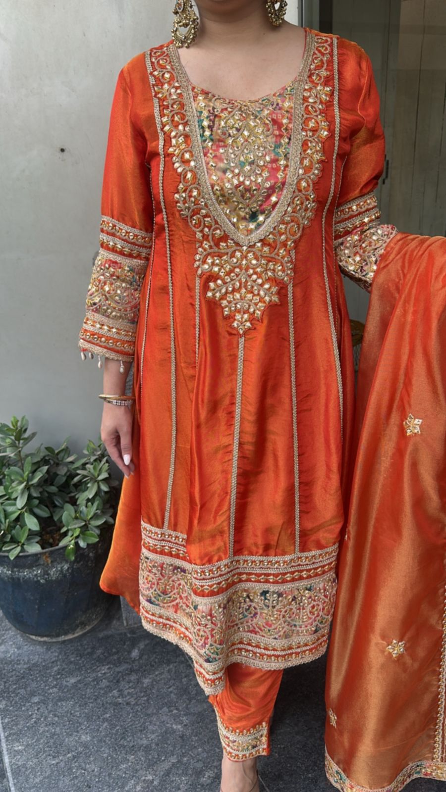 Kyra Rust Orange Anarkali Designer Suit