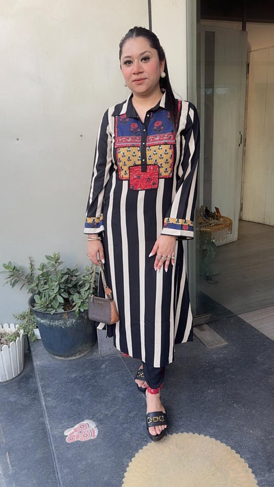 Phone Black white Digital A-Line Tunic set