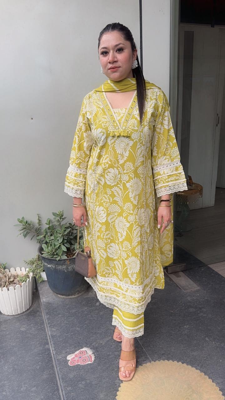 Pani puri Neon Digital print A-Line Anarkali