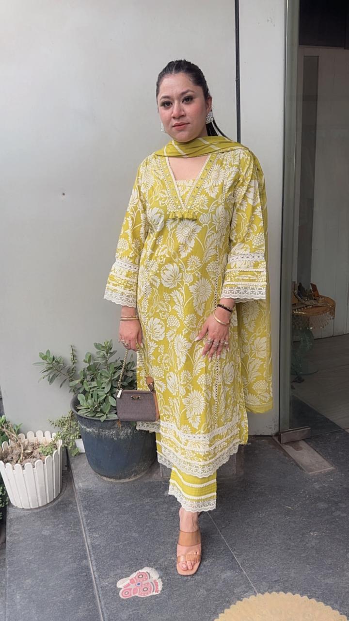 Pani puri Neon Digital print A-Line Anarkali