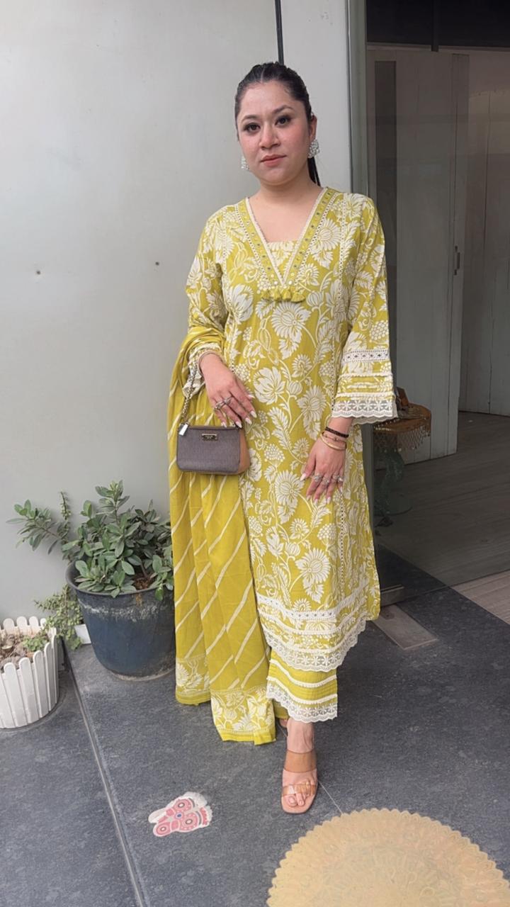 Pani puri Neon Digital print A-Line Anarkali
