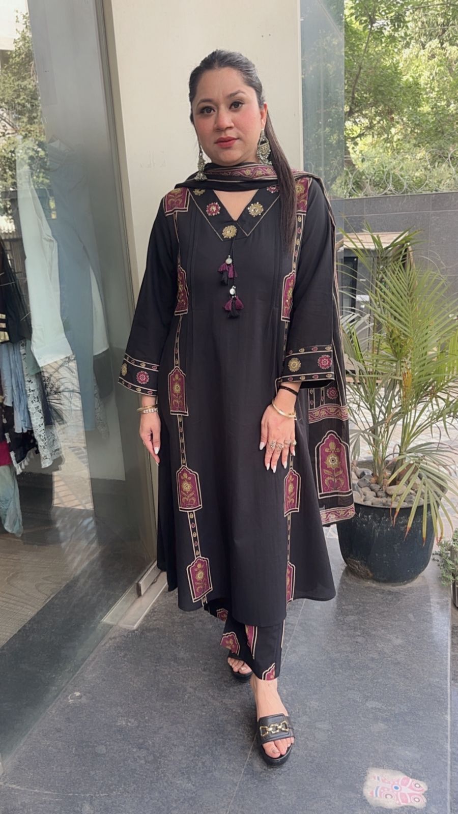Jahan Black Cotton designer Suit