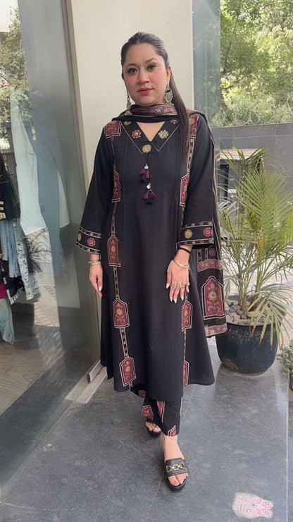 Jahan Black Cotton designer Suit