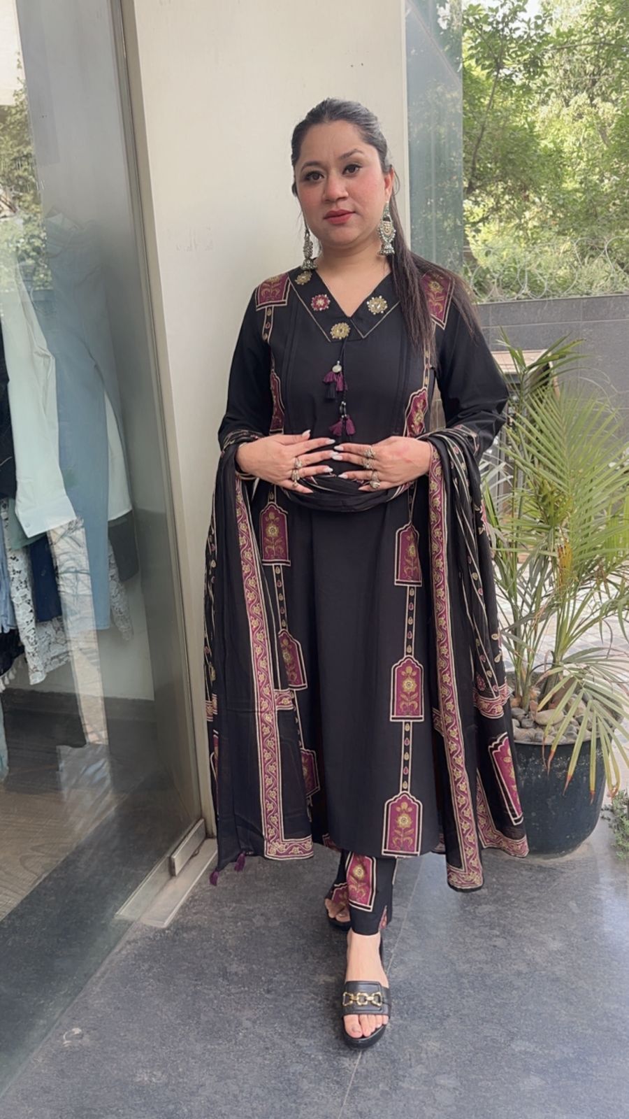 Jahan Black Cotton designer Suit