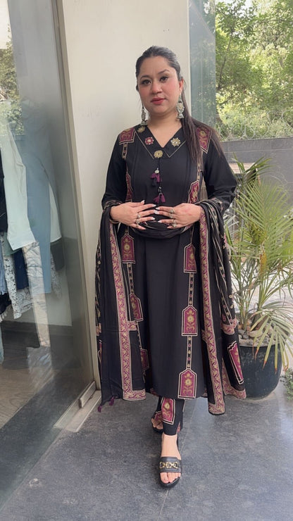 Jahan Black Cotton designer Suit