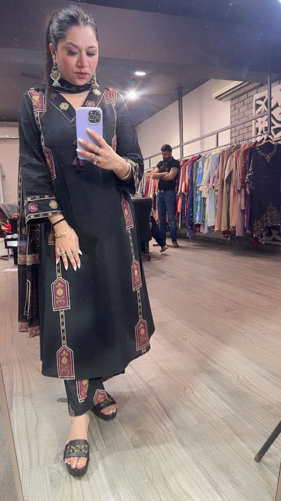 Jahan Black Cotton designer Suit
