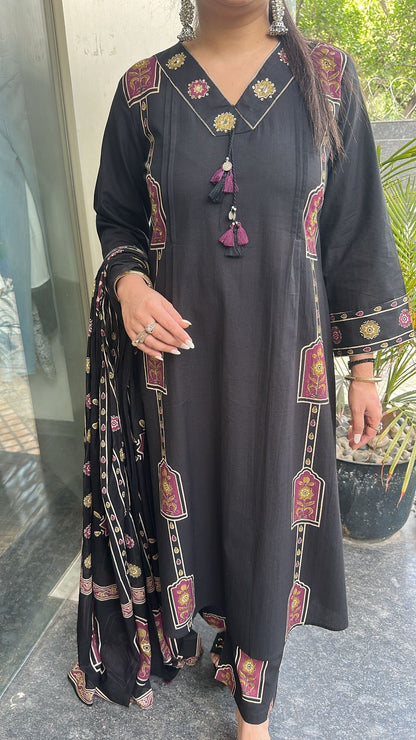 Jahan Black Cotton designer Suit