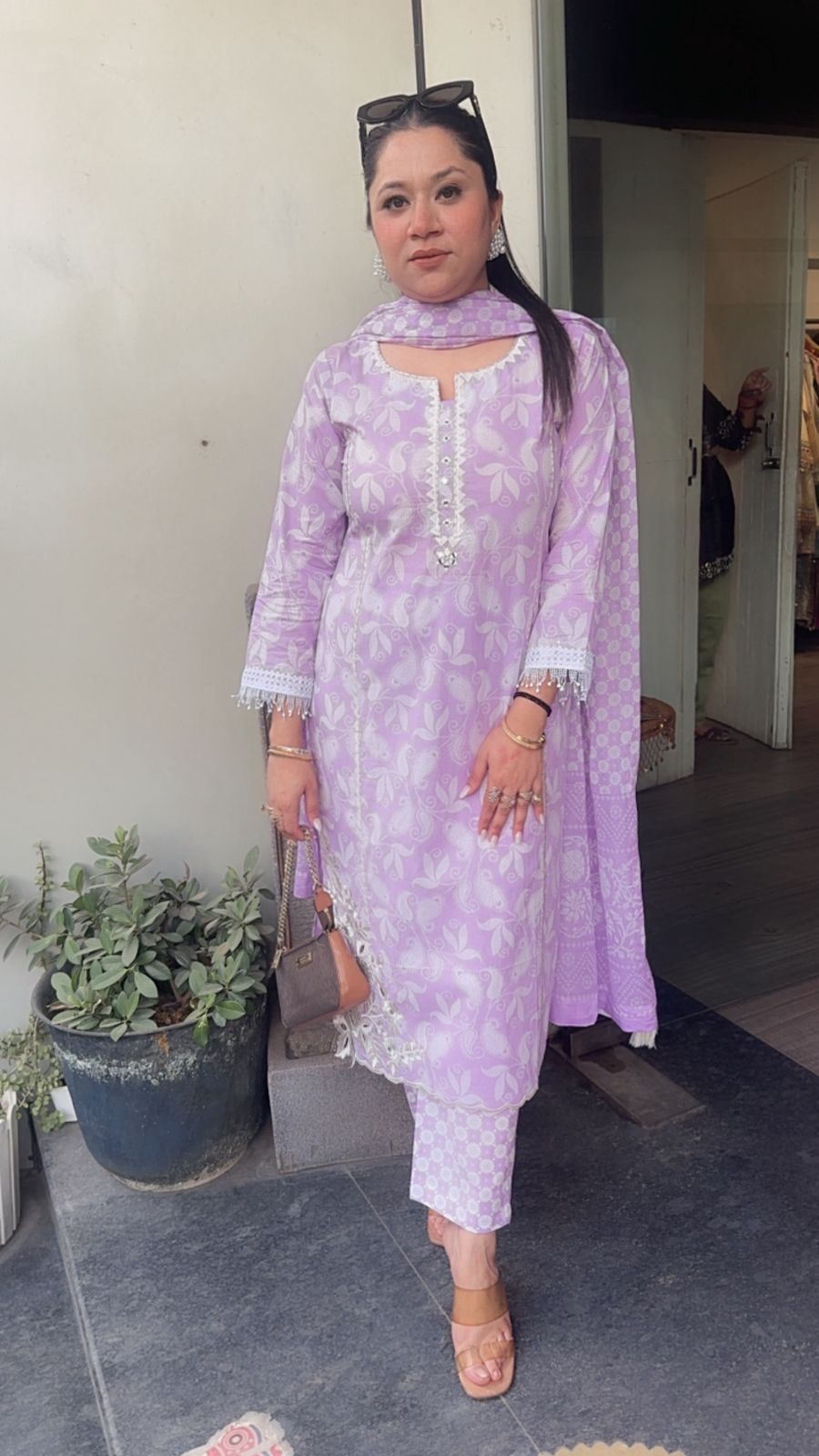 Ruffi lavander Cotton designer Suit