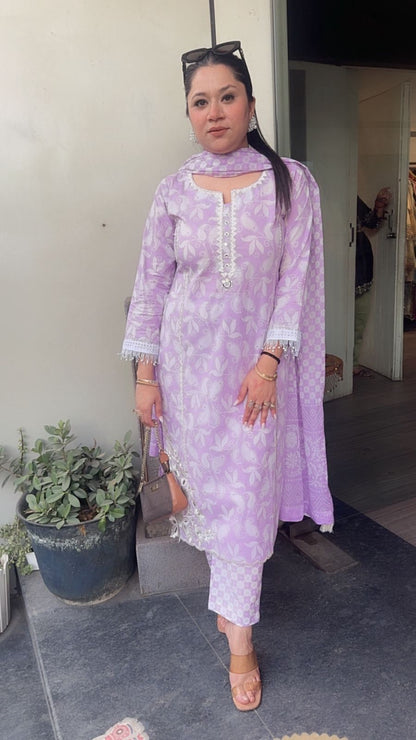 Ruffi lavander Cotton designer Suit