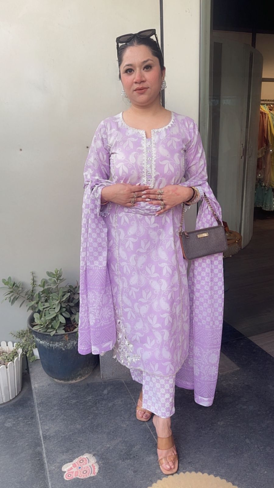 Ruffi lavander Cotton designer Suit