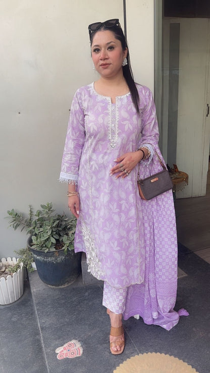 Ruffi lavander Cotton designer Suit