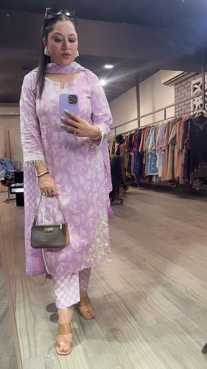 Ruffi lavander Cotton designer Suit