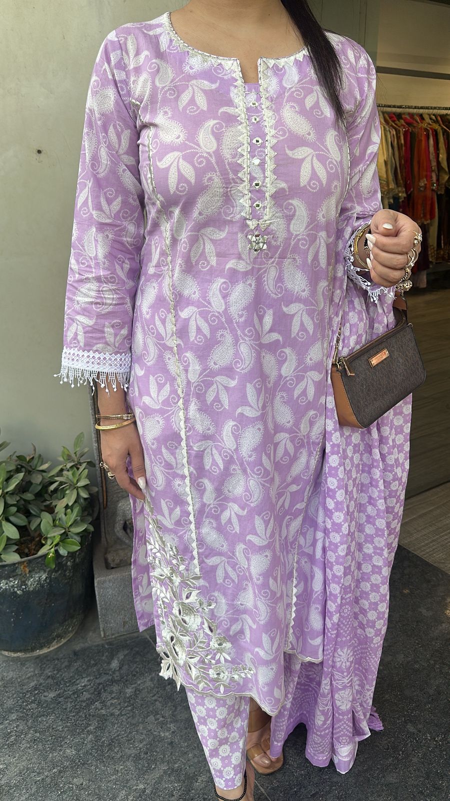 Ruffi lavander Cotton designer Suit