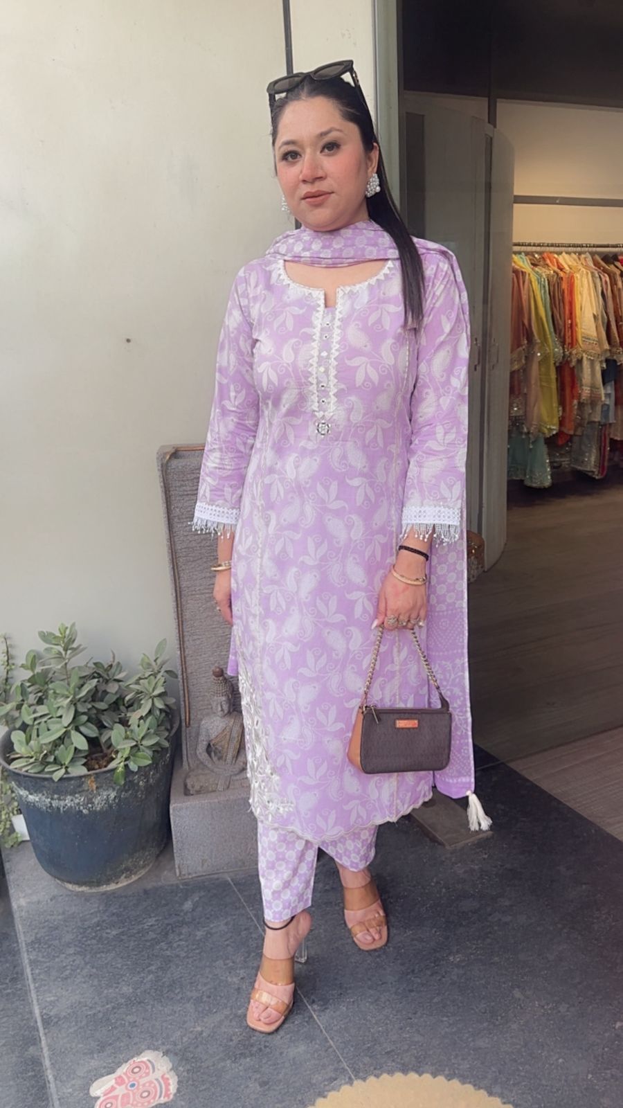 Ruffi lavander Cotton designer Suit
