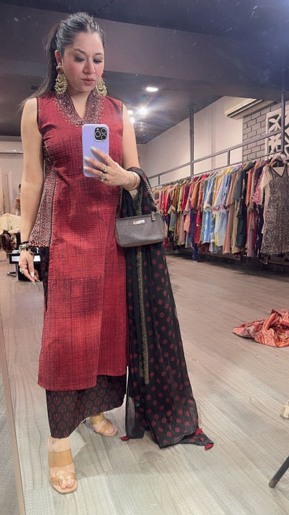 Babul Cotton designer Suit (Sleeve Fabric Attached)