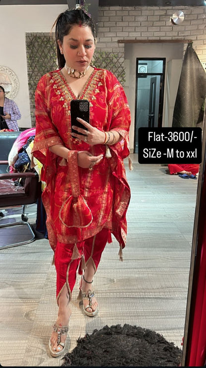 Dhoti style Red Designer pc