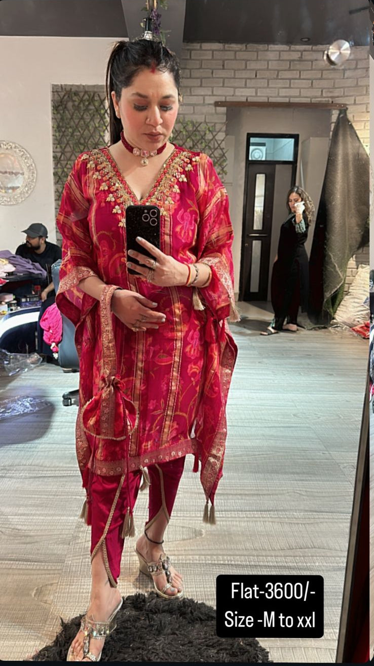 Dhoti style pink Designer pc