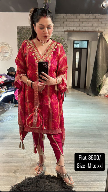 Dhoti style pink Designer pc