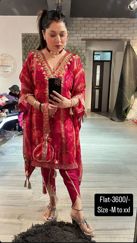 Dhoti style pink Designer pc