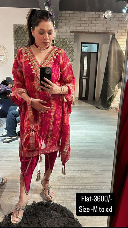 Dhoti style pink Designer pc