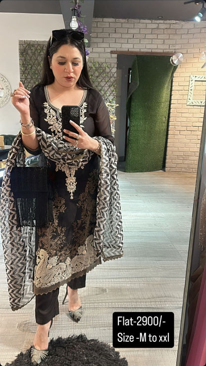 Black Check Dupatta suit