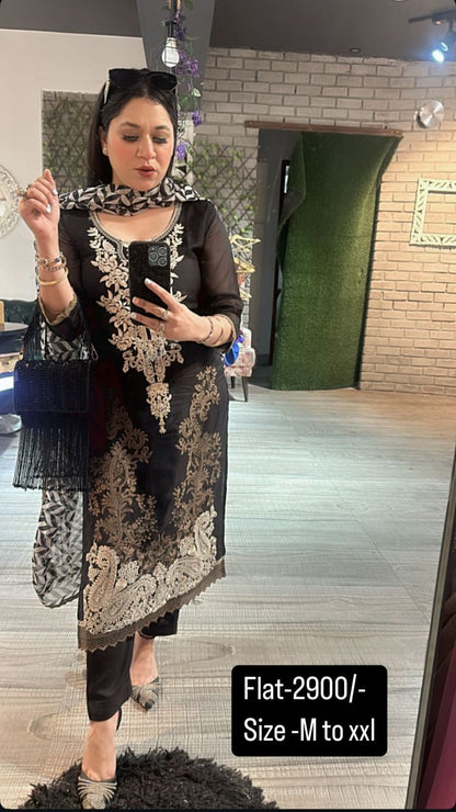 Black Check Dupatta suit