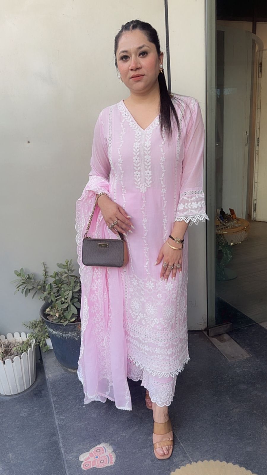 Kabeer Baby Pink chikankari Designer Suit