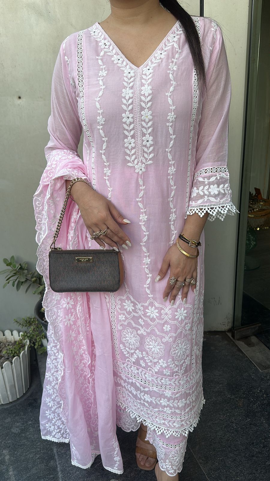 Kabeer Baby Pink chikankari Designer Suit