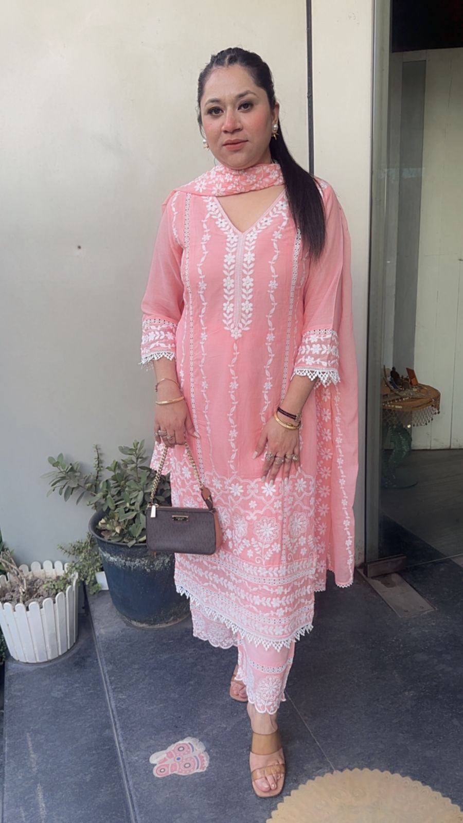 Kabeer peach chikankari Designer Suit