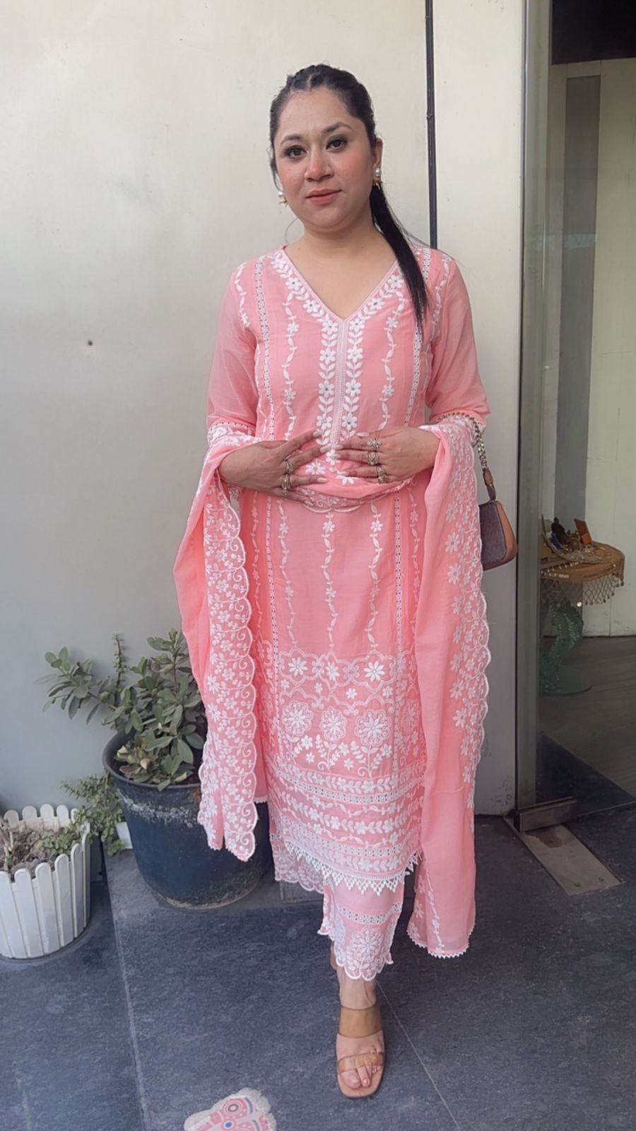 Kabeer peach chikankari Designer Suit