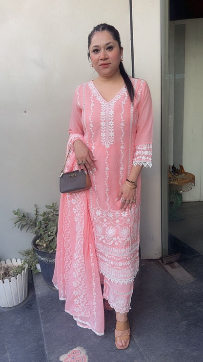 Kabeer peach chikankari Designer Suit