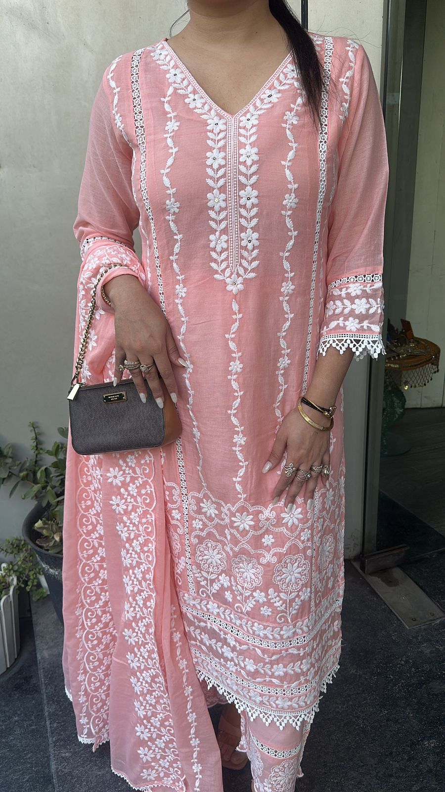 Kabeer peach chikankari Designer Suit