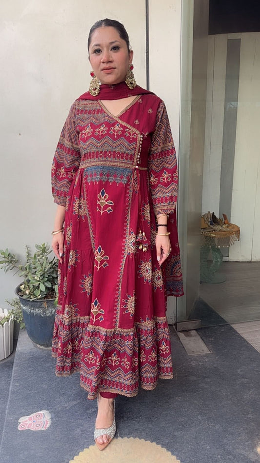 Mirza Mahroon Designer Anarkali Suit