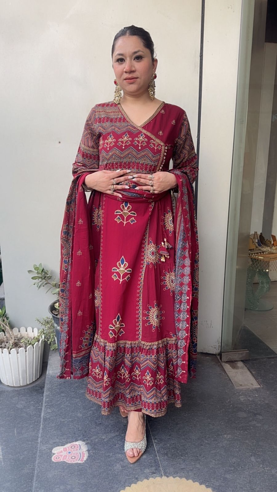 Mirza Mahroon Designer Anarkali Suit