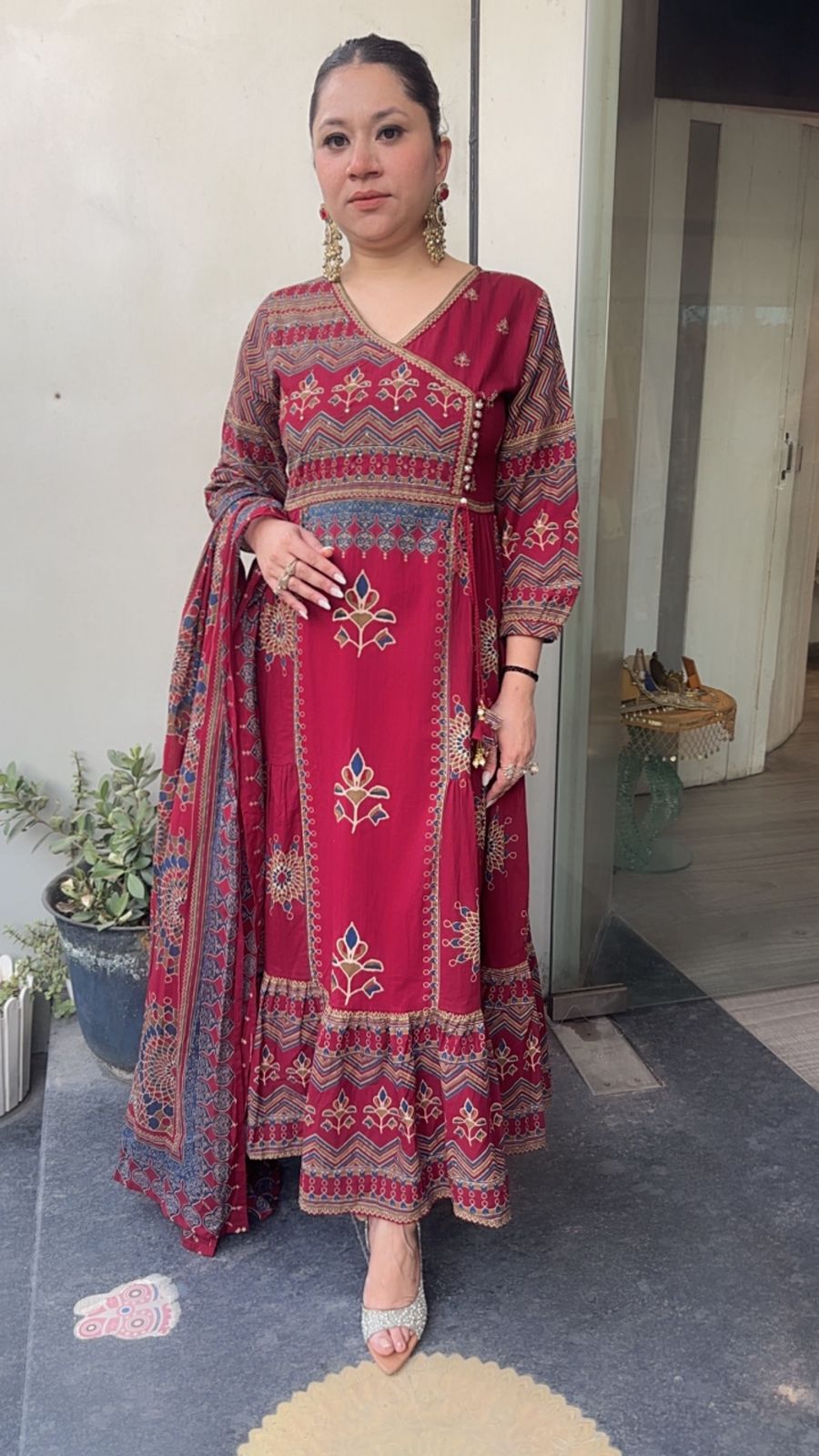 Mirza Mahroon Designer Anarkali Suit