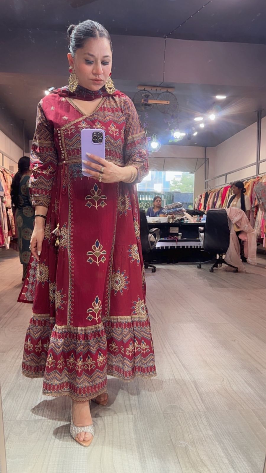 Mirza Mahroon Designer Anarkali Suit
