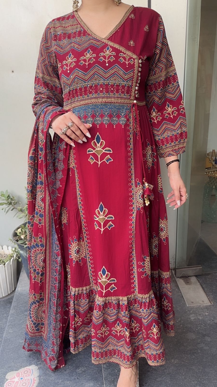 Mirza Mahroon Designer Anarkali Suit