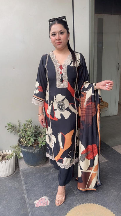 Apricot Digital Designer Cotton Suit