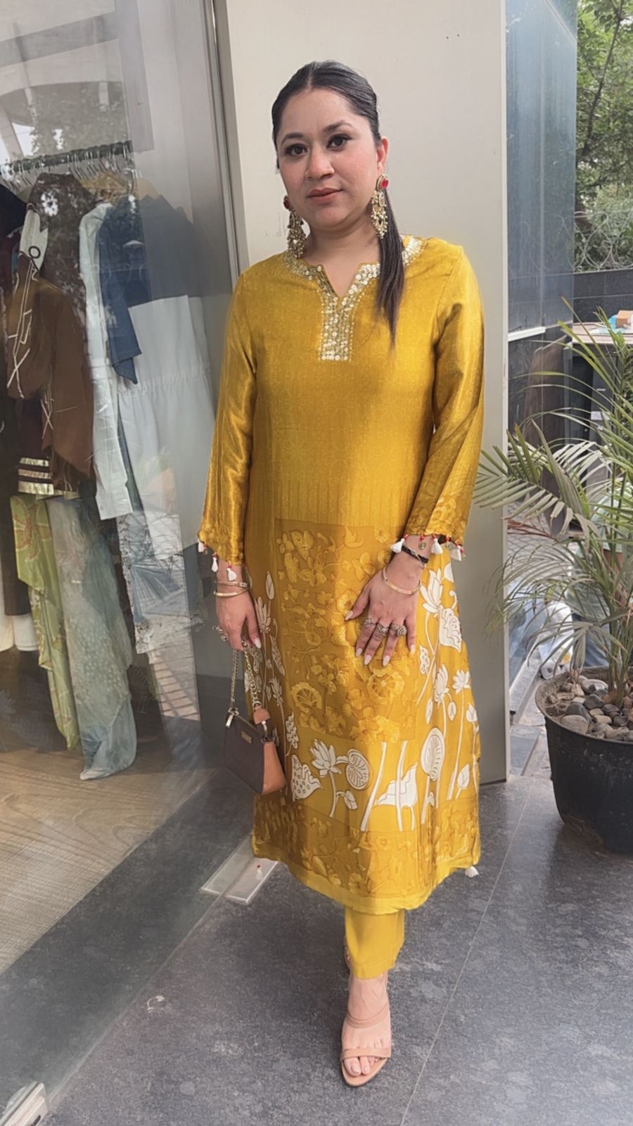 Papaya Mustard Yellow Tunic Set