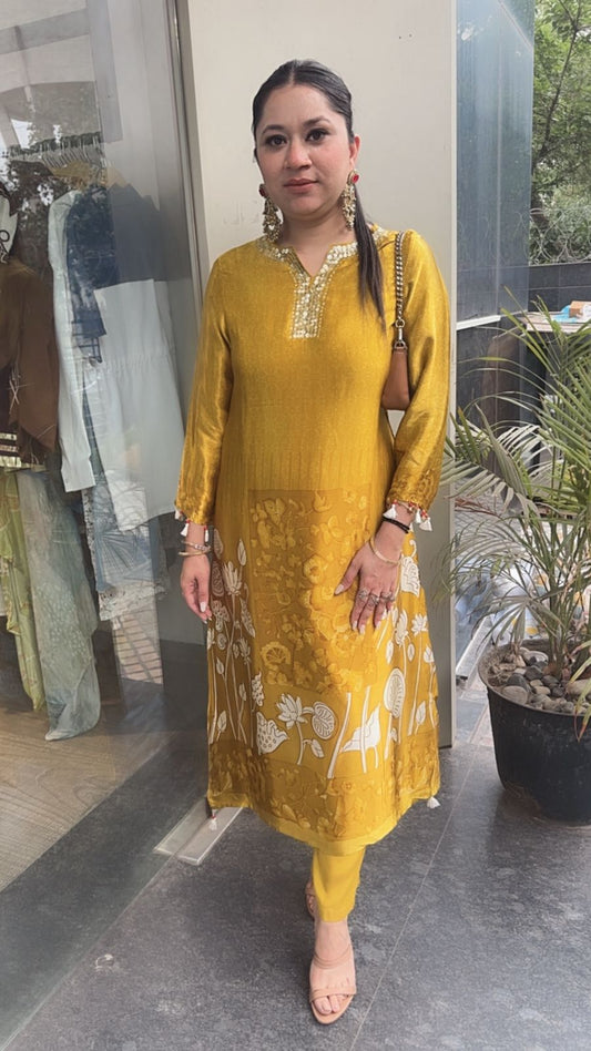 Papaya Mustard Yellow Tunic Set