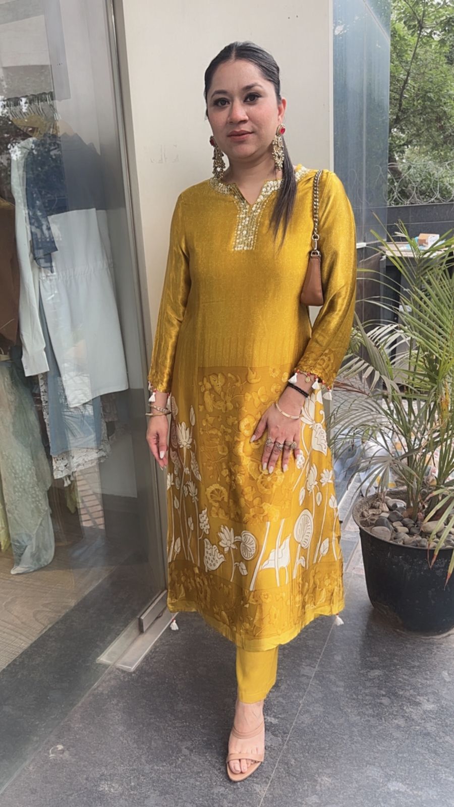 Papaya Mustard Yellow Tunic Set